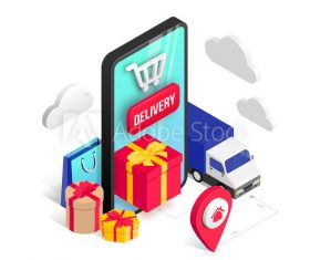 Holiday mobile shopping online vector