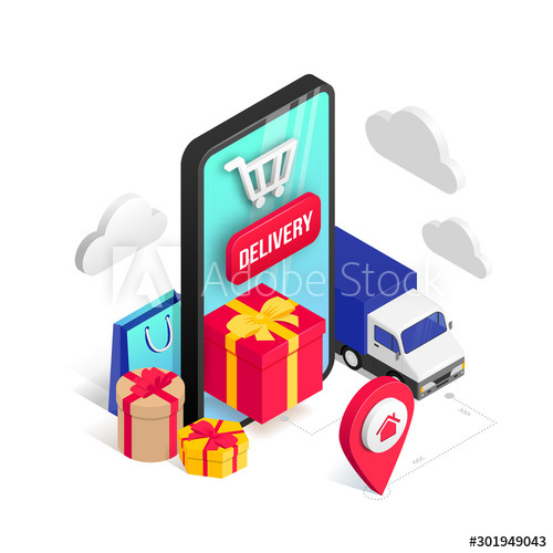 Holiday mobile shopping online vector