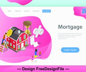 House mortgage plane isometric vector 3d concept illustration