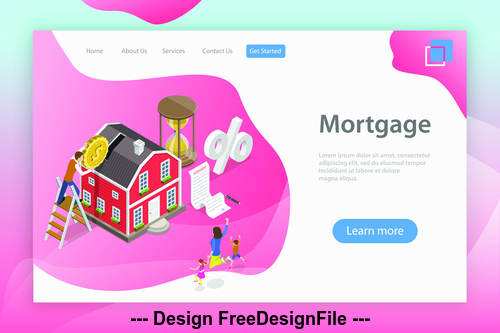 House mortgage plane isometric vector 3d concept illustration