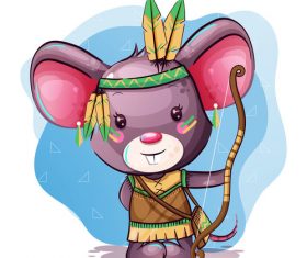 Hunter dressed up rat cartoon vector
