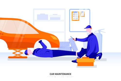 Illustration car maintenance vector