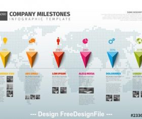 Infographic layout with multicolored markers and map vector
