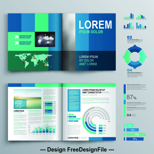 Information icon and color brochure flyer template vector