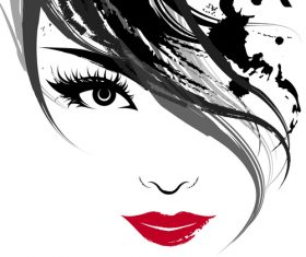 Ink painting girl vector