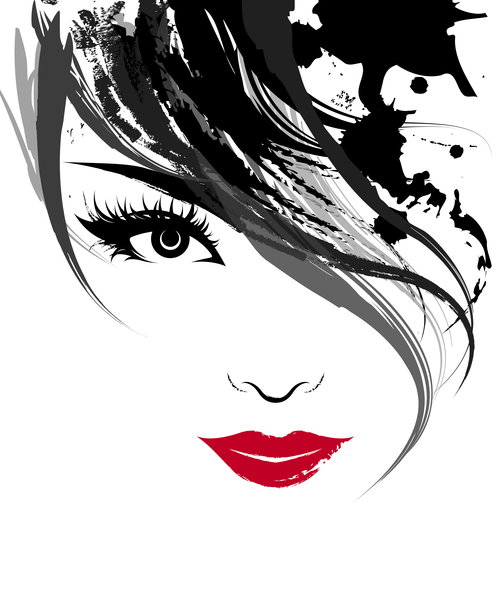 Ink painting girl vector