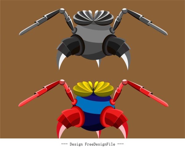 Insect robot template shiny colored modern 3d vector graphics