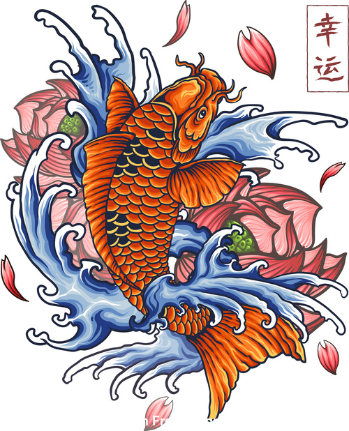Japanese koi tattoo vector