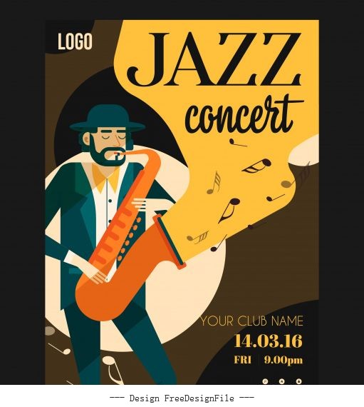 Jazz concert poster trumpet performer colorful vector