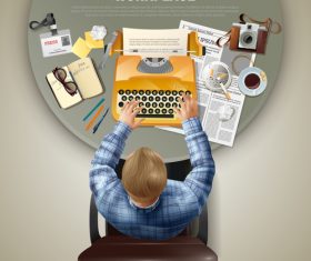 Journalists workplace top view vector