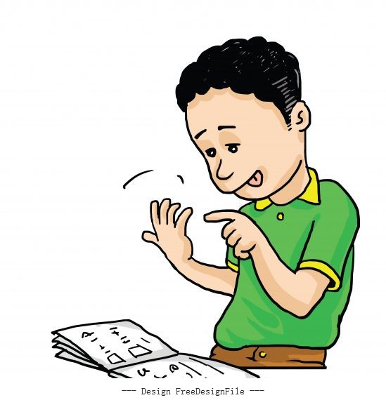 Kid calculate with finger to solve math practice vector