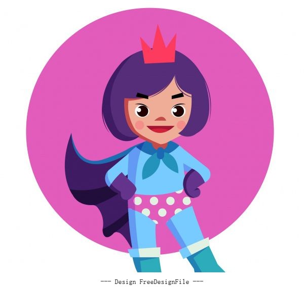 Kid superwoman cute cartoon character vector design