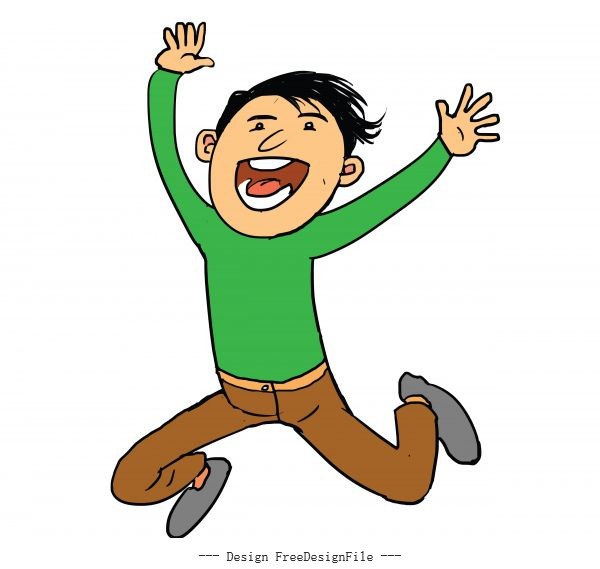 Kid very happy jumping cartoon vector free download