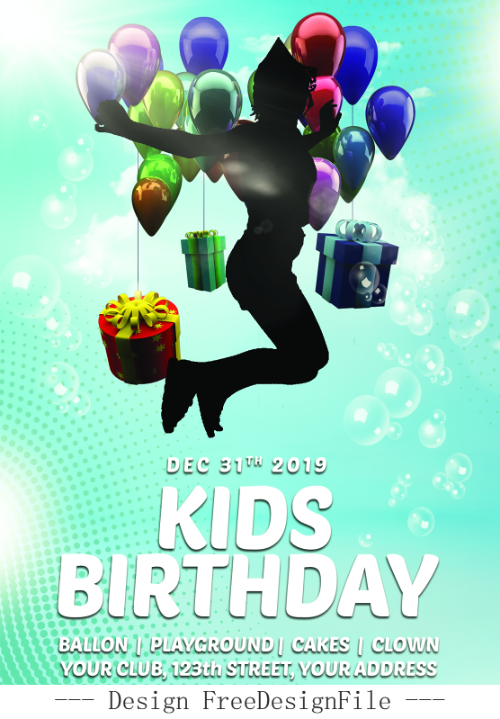 Kids Birthday Party Flyer PSD Template Design