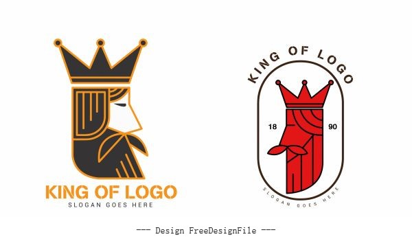 King logo templates flat handdrawn illustration vector