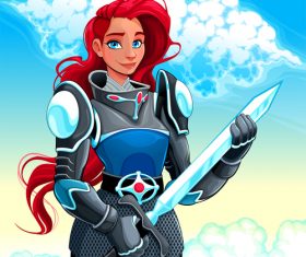 Knight Girl cartoon vector