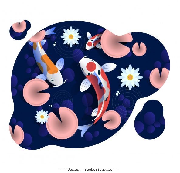 Koi fish background colorful motion vector