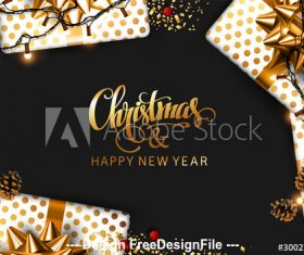 Lantern Decoration New Year background and gifts vector