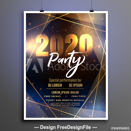 Line background new year party flyer vector