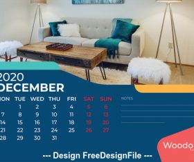 Living room furniture background calendar 2020 vector