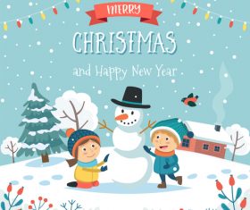 Make a snowman cartoon vector illustration