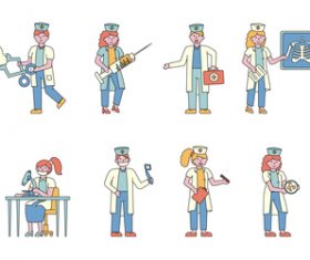 Medical lineart people character vector