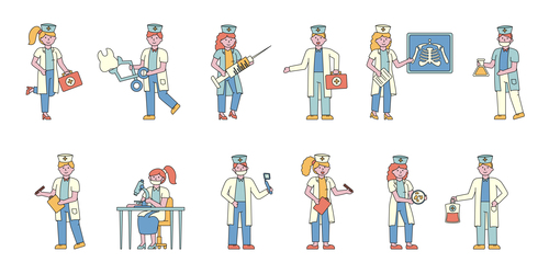 Medical lineart people character vector