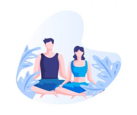 Meditation couple cartoon vector