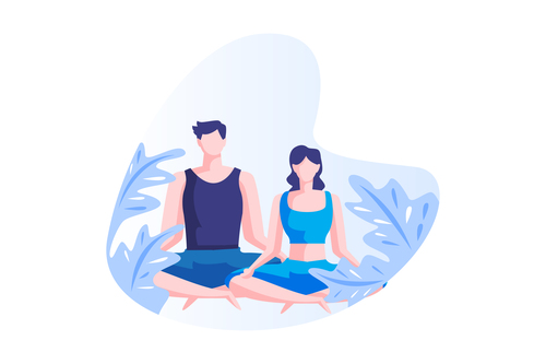 Meditation couple cartoon vector