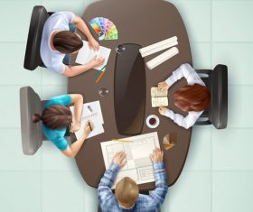 Meeting business top view vector