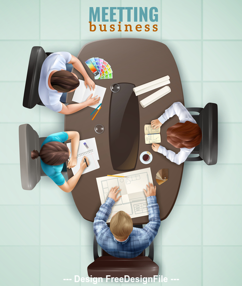 Meeting business top view vector