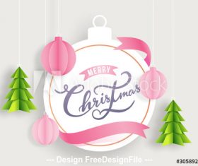 Merry Christmas decorated with paper vector