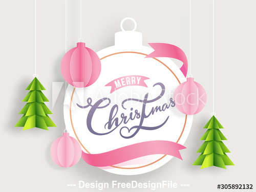 Merry Christmas decorated with paper vector