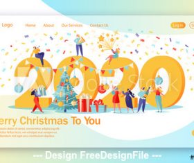 Merry Christmas flat character website layout vector