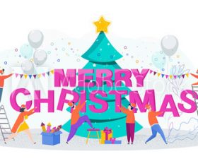 Merry christmas 2020 cartoon illustration vector