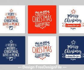Merry chrsitmas greeting card collection vector