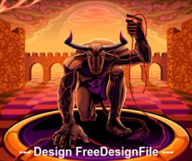 Minotaur in the labyrinth vector