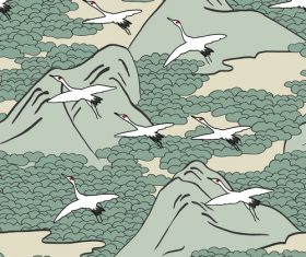 Mountain cranes pattern background vector