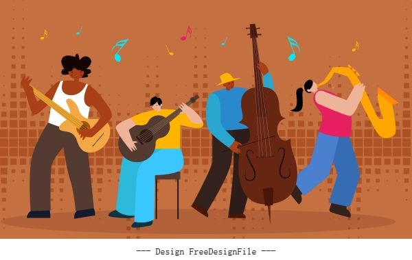 Music background orchestra performance cartoon vector