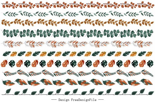Natural border elements templates colorful leaves shapes vector