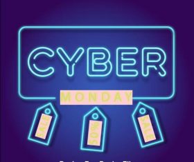Neonowy styl cyber poniedzialku sprzedazy tlo vector