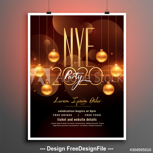 New Year party decoration cover flyer vector