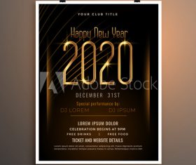 New Year party flyer template on black background vector