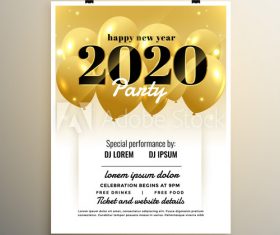 New Year party golden balloon background flyer vector