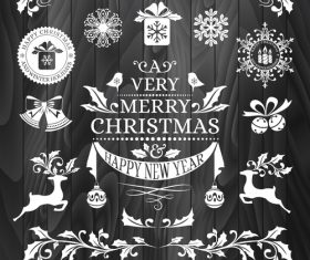 New year christmas sticker logo frame border card vector