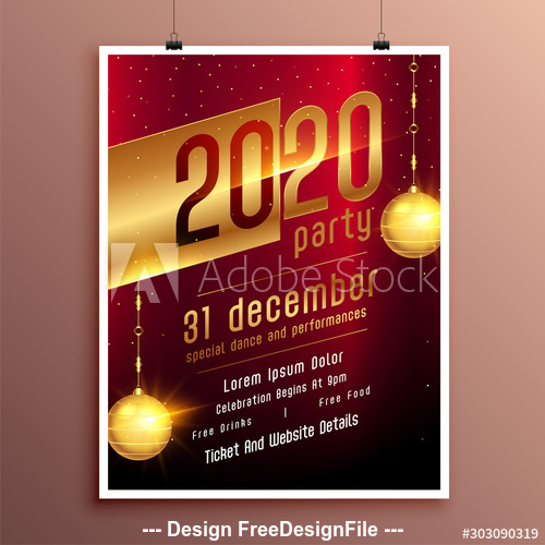 New year party celebration cover flyer template design vector