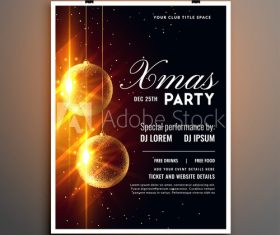 New year party flyer shiny christmas ball decoration vector