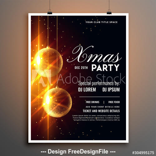 New year party flyer shiny christmas ball decoration vector