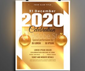 New year party golden background flyer vector