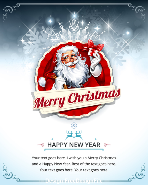 New year santa greeting card text vector